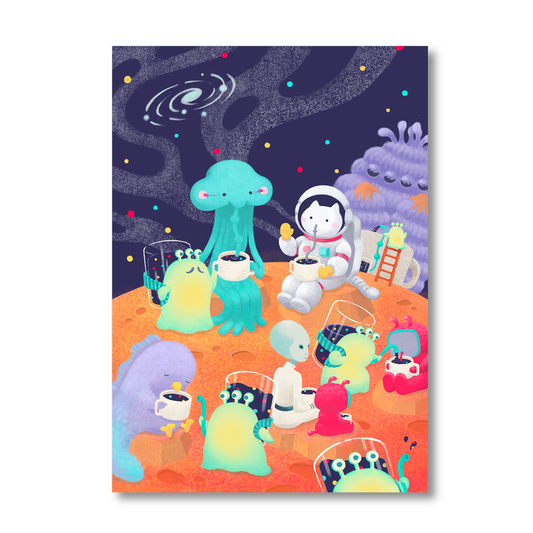 5 x 7 Curious Cat Art Print - Mars