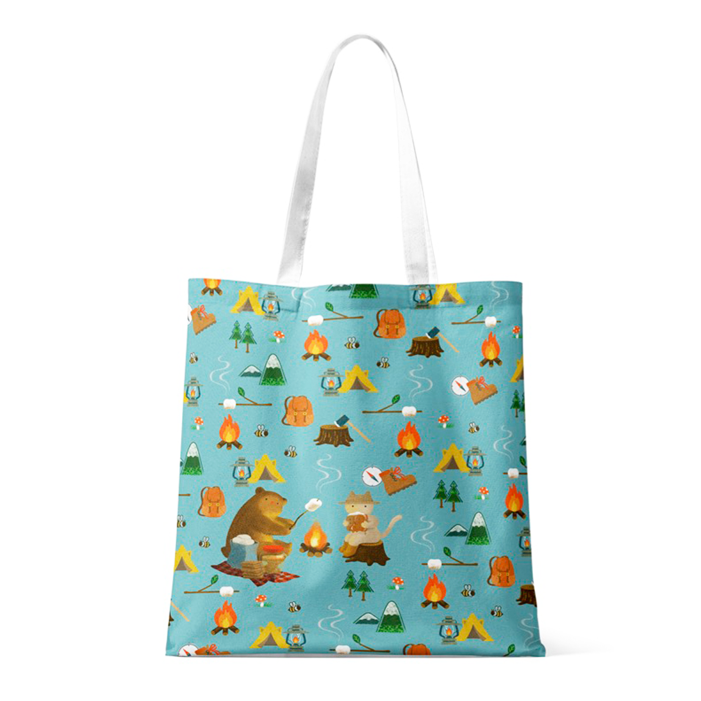 Curious Cat Tote Bag - Forest