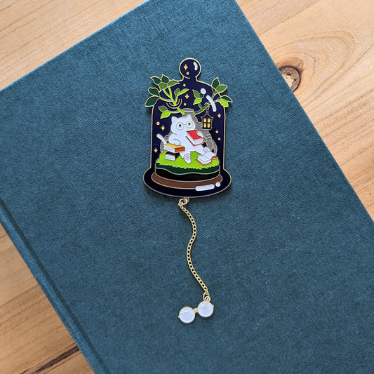 Terrarium Cat Bookmark - Reading Cat