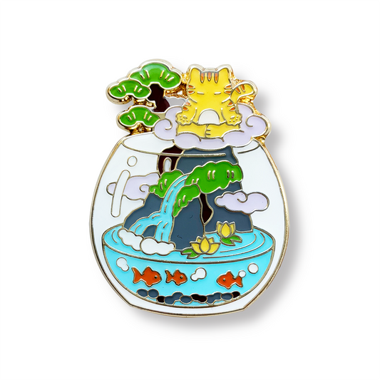 Terrarium Cat Enamel Pin - Zen Cat