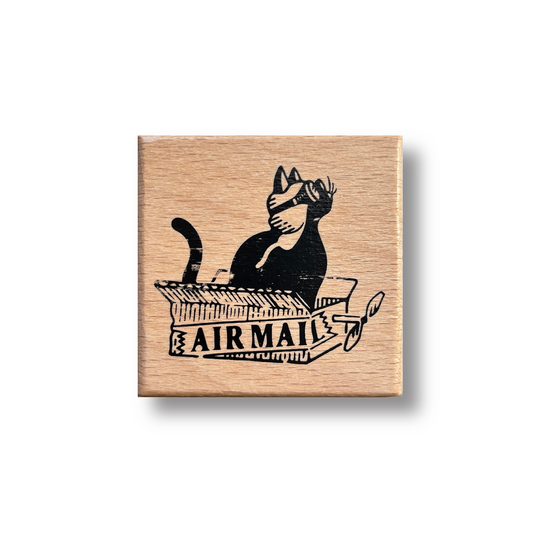 Airmail Cat Rubber Stamp