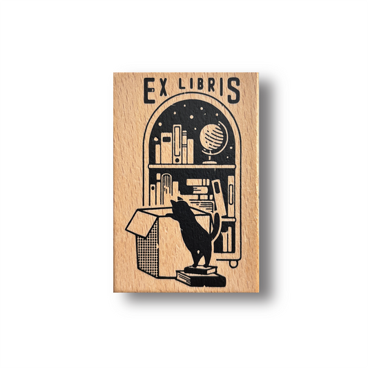 Peepin' Cat Rubber Stamp (Ex Libris)