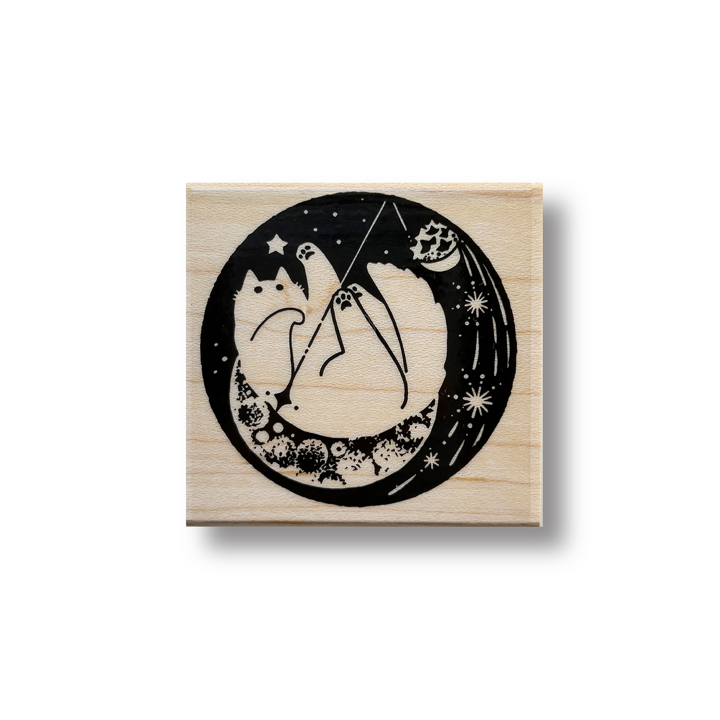 Zodiac Cat Rubber Stamp - Catching Stardust (LIBRA)