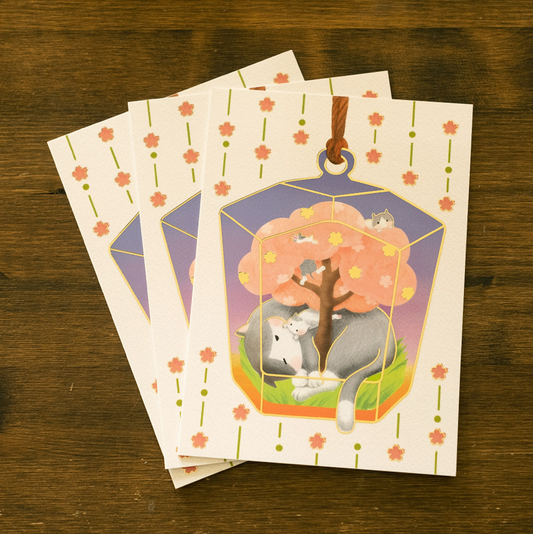 5 x 7 Terrarium Cat Art Print - Morning Cat