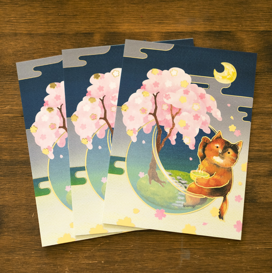 5 x 7 Terrarium Cat Art Print - Night Cat