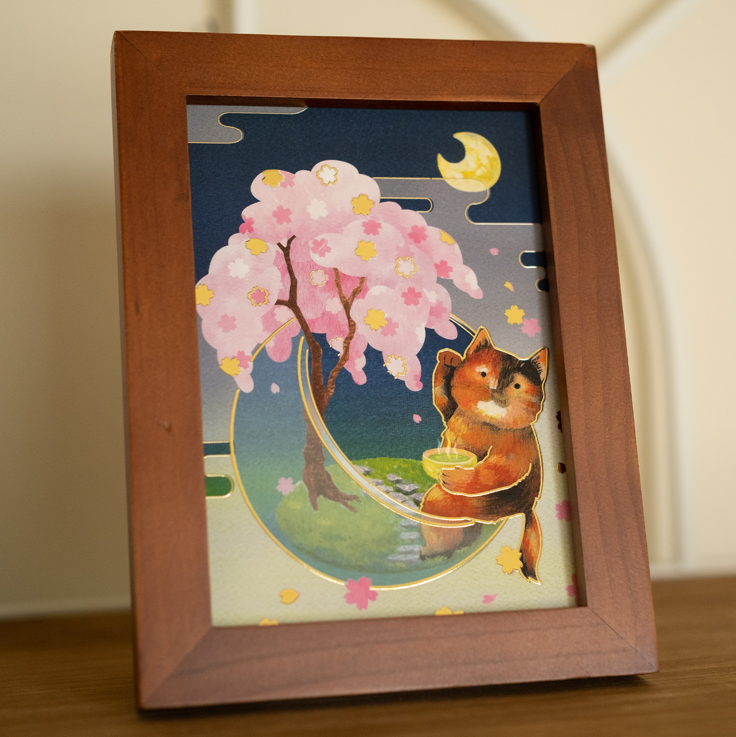 5 x 7 Terrarium Cat Art Print - Night Cat