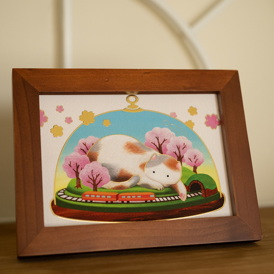 5 x 7 Terrarium Cat Art Print - Day Cat