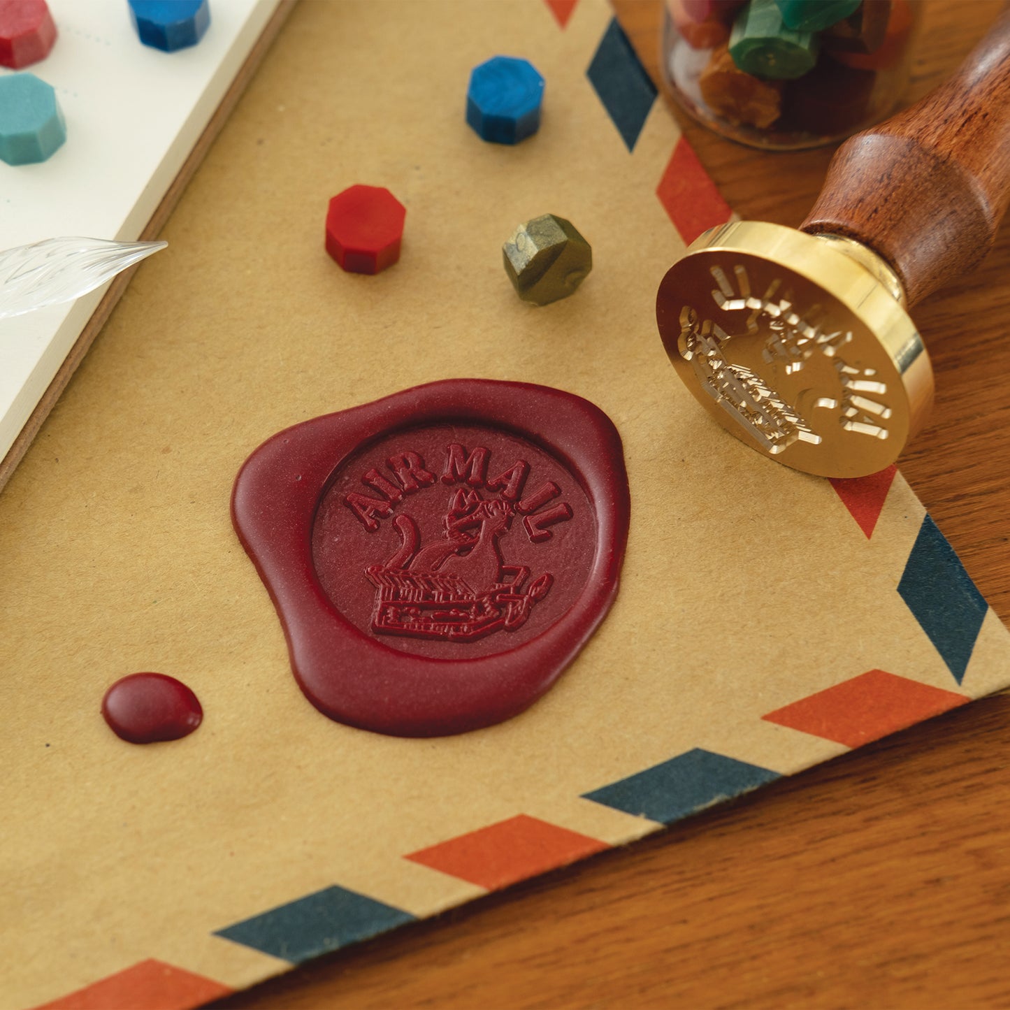Airmail Cat Sealing Wax Stamp
