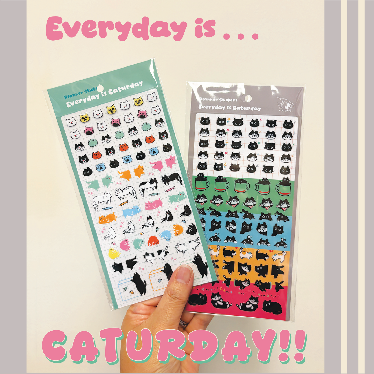 EVERYDAY IS CATURDAY Sticker Sheet 02 BLACK