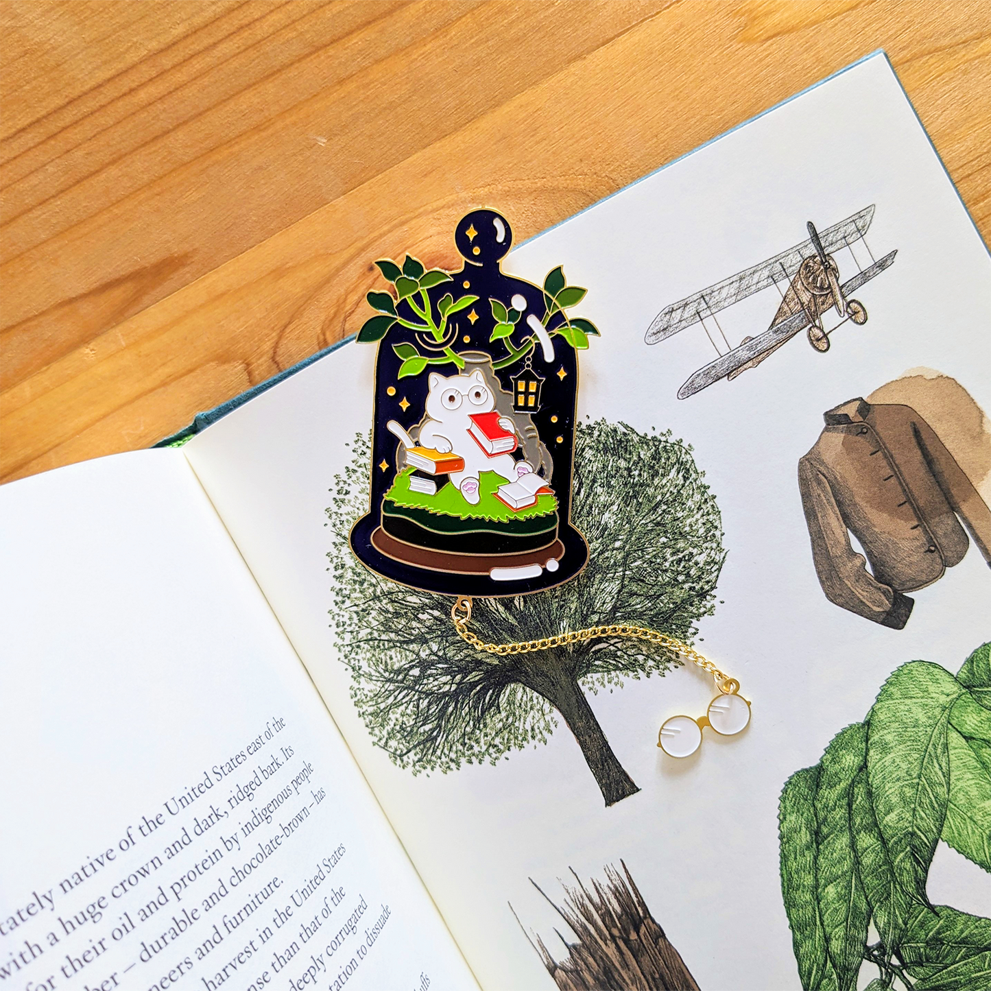 Terrarium Cat Bookmark - Reading Cat