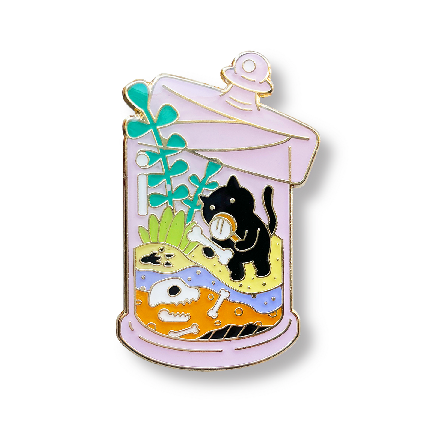 Terrarium Cat Enamel Pin - Explorer Cat