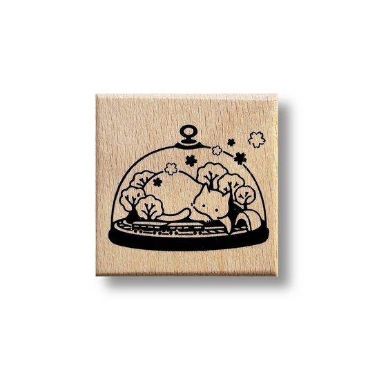 Terrarium Cat Rubber Stamp - Day Cat