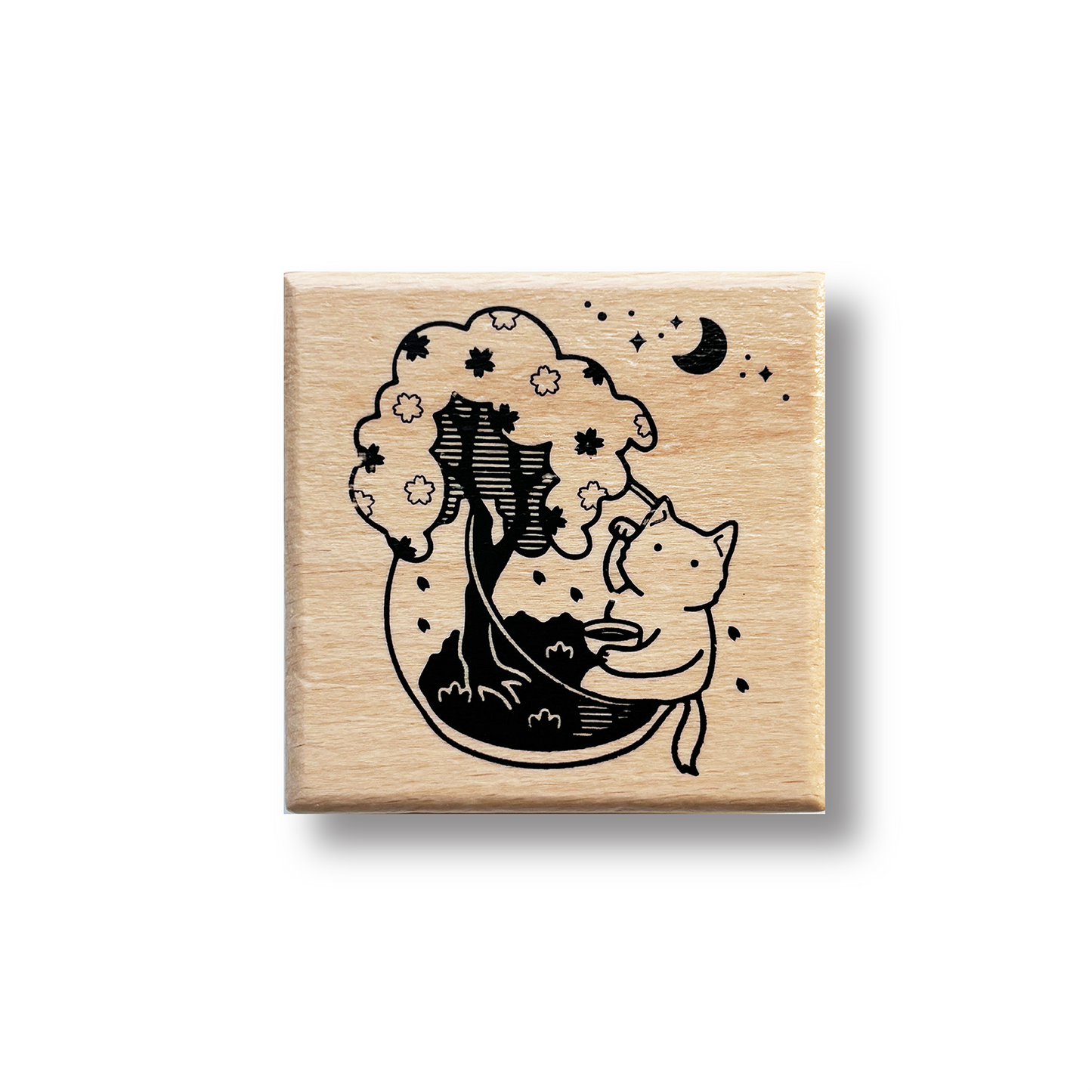 Terrarium Cat Rubber Stamp - Night Cat