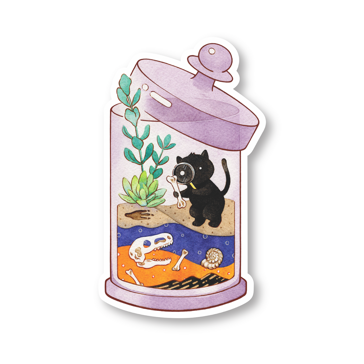 Terrarium Cat Sticker - Explorer Cat