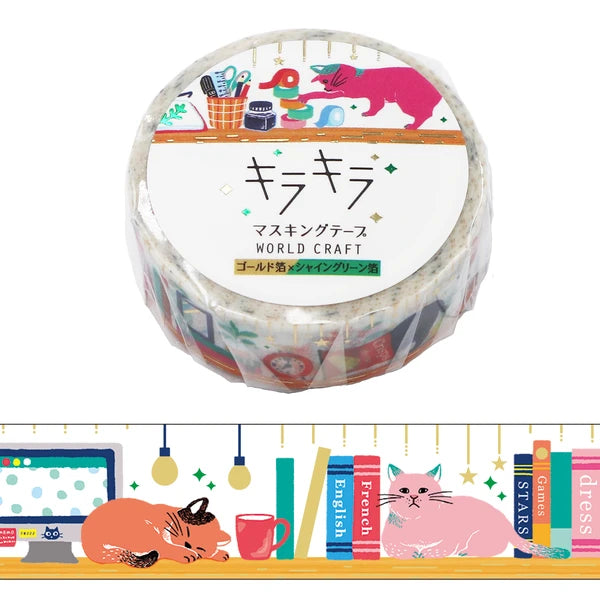 Washi Tape - Cats on the Desk / キラキラマステ - 机上の猫たち