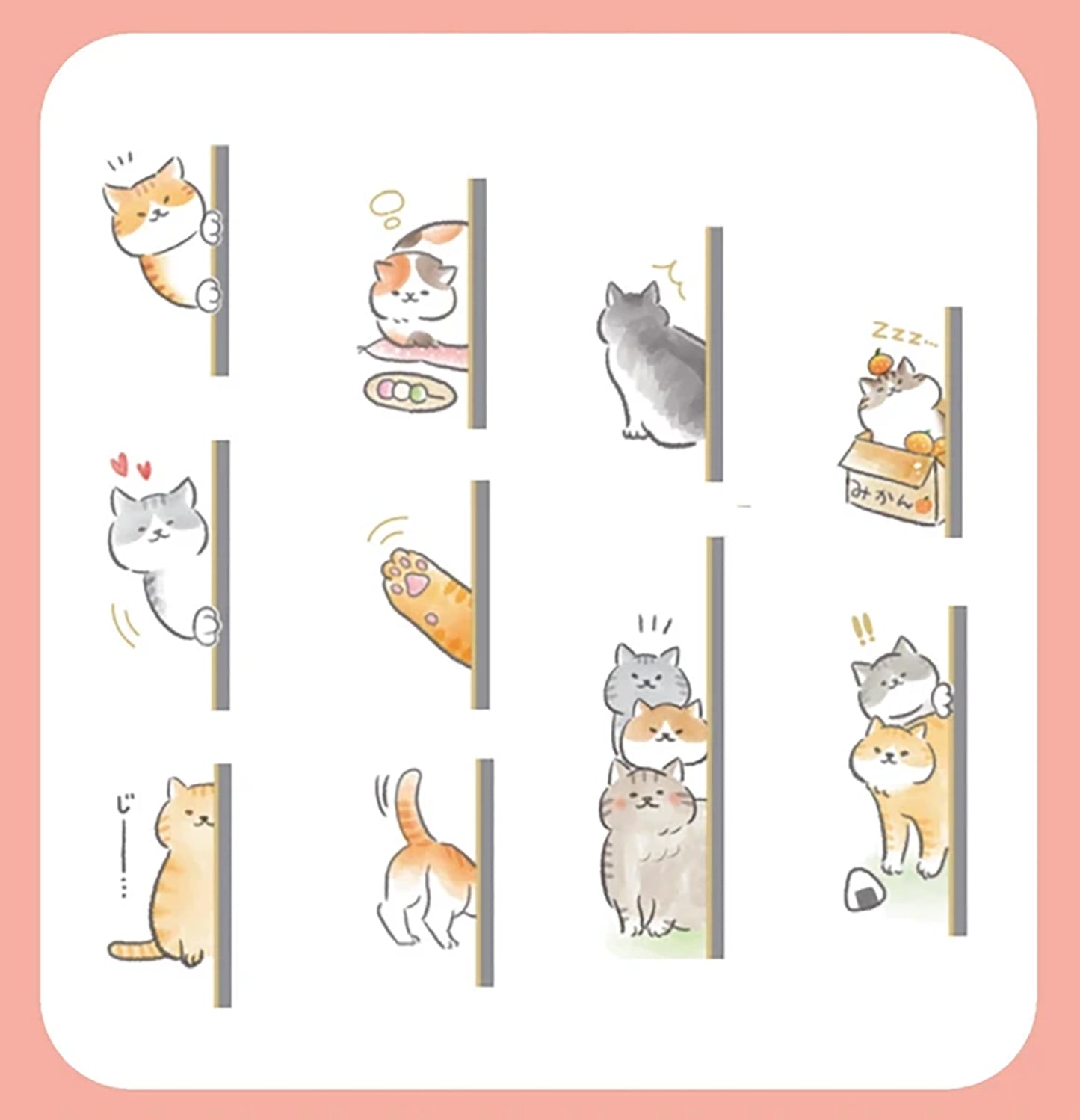 Washi Tape - Peeping Cat (vertical) / たてマス - ひょっこり猫