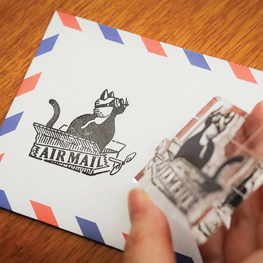 Airmail Cat Clear Rubber Stamp